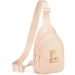 Viverte Small Initial Sling Bag for Girls & Women - Cute Crossbody Fanny Pack Gift (Coral Pink)
