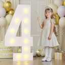 4FT Marquee Numbers, Big Light Up Numbers for 4th 40th Birthday Decorations Warm Light Marquee Numbers 4 Feet Tall for Anniversary Party Decor, Number 4