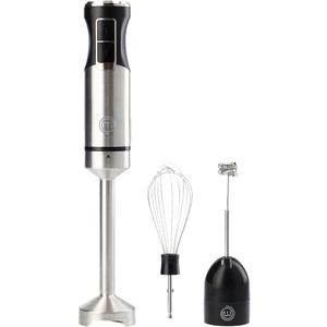 MasterChef Immersion Blender Handheld with Electric Whisk & Milk Frother Attachments, Hand Held Stainless Steel Stick Emulsifier for Making Baby Food, Soup, Puree, Cake, Cappuccino, Latte etc, 400W (3-in-1 (Pack of 1))