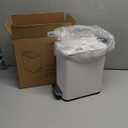 Bathroom Trash Can with Lid Soft-Close, Slim Wastebasket with Foot Pedal, 1.3 Gal Garbage Can with Inner Wastebasket for Bedroom, Office, Kitchen, Anti-Fingerprint Matte Finish (Matte white)