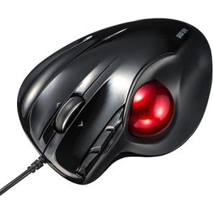 SANWA Wired Ergonomic Trackball Mouse, Programmable Roller Ball Mice, Tilt Scroll, 400/800/1200/1600 DPI, Computer trackball & Finger Rest, Compatible with Mac, Windows, Laptop, Chrome OS, Black