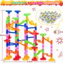Gifts2U Marble Run Toy, 130Pcs Educational Construction Maze Block Toy Set with Glass Marbles for Kids and Parent-Child Game, 18.11 x 17.32 x 18.11 inches