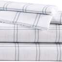 Eddie Bauer - Flannel Sheets King Size, Anti-Pilling & Wrinkle Resistant Cotton, Touchably Soft for All-Season Comfort - Bed Sheets with Matching Pillowcases & Fitted Sheet (Westridge Plaid Blue)