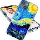 for iPhone 14 Plus Case for Girl Women Men,Shockproof Thin Slim Soft TPU Clear Protective Phone Case Cover with Design for iPhone 14 Plus 6.7,Famous Painting Van Gogh Starry Night