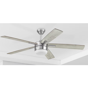 Harbor Breeze Boltz III Easy2Hang 52-in Color-Changing Integrated LED Brushed Nickel with Gray Blades Ceiling Fan With Light - Remote Included ( 5 -Blade )