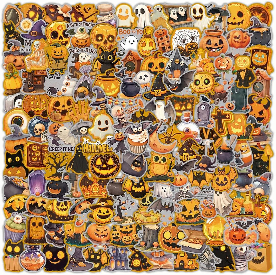 3 x 200 PCS Halloween Stickers, Pumpkin Sticker, Non-Repeating Vinyl Waterproof Holiday Party Stickers for Kids & Adults, Halloween Party Favors, Trick or Treat Crafts & Gifts