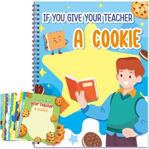Dunzoom If You Give Your Teacher a Cookie: Large A4 Colorful Creative DIY Fill-in Gift Book - Fun Appreciation Card Book for Teachers' Day, Graduation & Classroom Thank You Gifts(Male)