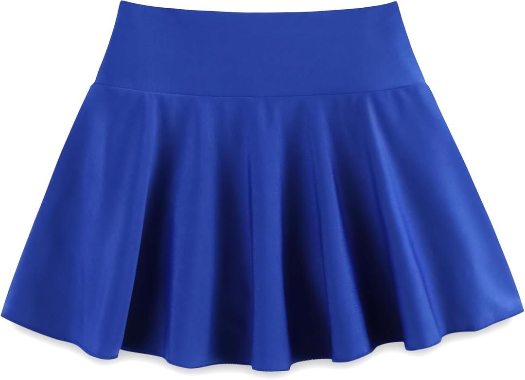 Girl's Tennis Skirts Built in Shorts Athletic Pleated Skirt Flowy Skort with Pockets for Kids 8-18 Years (Blue)