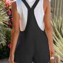 Aoudery Women's Summer Casual Sleeveless Rompers Loose Spaghetti Strap Cotton Shorts Overalls Jumpsuit with Pockets (Black, XS)