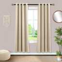 Mrs.Naturall Beige Curtains 54 Inch Long for Bedroom,Room Darkening 80% Blackout Thermal Insulated Black Out Curtains 54 in Length 2 Panels Set