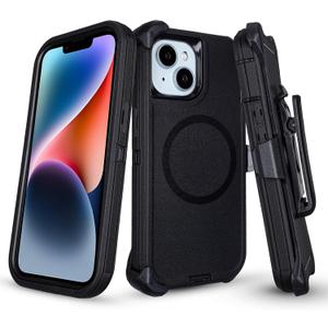 Defender for iPhone 14 Case with Belt Clip Holster, [Compatible with MagSafe] Heavy Duty Rugged Shockproof Anti-Drop Full Body Protective Case for iPhone 14 6.1 Inch (Black)