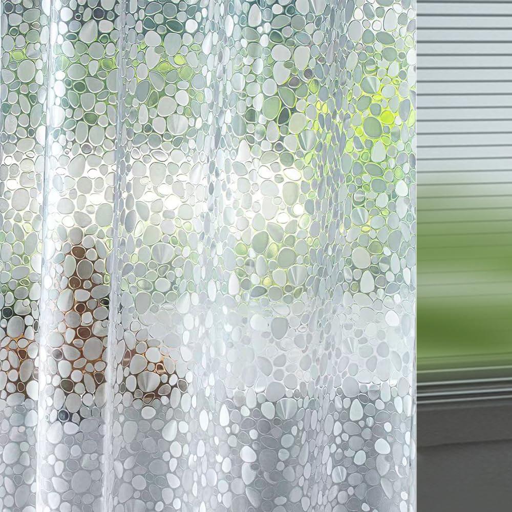 Ga-Geetopia Extra Long - EVA Clear Shower Curtain Liner, Pebble Pattern 72x92 Inch Lightweight Plastic Bathroom Shower Showroom Inner Curtain with Rustproof Metal Grommets and Weighted Magnets