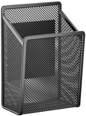 LUCYCAZ Magnetic Pen Holder - Single Magnetic Pencil Locker Holder Organizer, Strong Magnets Mesh Marker Holder Pen Basket for Whiteboard, Refrigerator and Locker (5"L x 3.6"W x 3.5"H) Black with Soft Magnet - Small