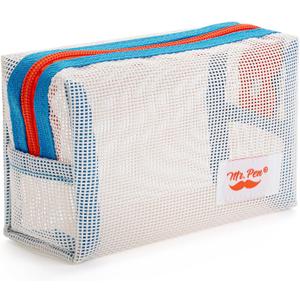 Mr. Pen- Mesh Pencil Case, White, Mesh Zipper Pouch Bags with Zipper Pouches for Organization, Cosmetic Bag, Purse Pouch