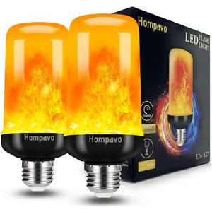 Hompavo Upgraded LED Flame Light Bulbs, 4 Modes Flickering Light Bulbs with Upside Down Effect, E26/E27 Flame Bulb for Halloween Christmas Party Patio Porch Home Indoor & Outdoor Decorations - 2