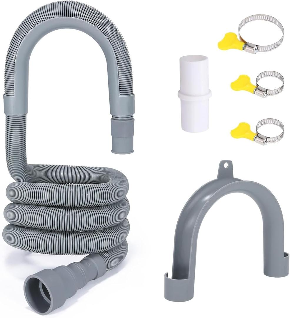 PinkCross Universal Washing Machine Drain Hose Extension, Flexible Washer & Dishwasher Hose, Portable Sink & Dehumidifier Pipe, Corrugated Plastic Hose with Clamp (6.5ft)