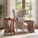 2-Tier Solid Wood Round End Table Set of 2, Sofa Couch Table with Storage