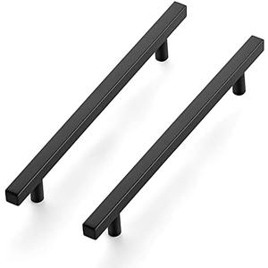 Ravinte 15 Pack 10" Square Cabinet Pulls Matte Black Stainless Steel Kitchen Cupboard Dresser Handles Cabinet Handles 10" Length, 7-1/2" Hole Center, Matte Black