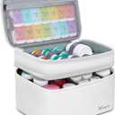 Mancro Dual Layers Medicine Organizer Bag, Pill Bottle Organizer Storage with Lockable Zipper, Medication Travel Bag for Pills, Vitamins, Medical Supplies for Home Storage, Travel, White (Standard)