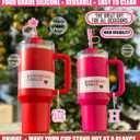 4 x Straw Cover for Stanley Cup Accessories - Unique Crystal Letter Charms for Stanley Cups, Cute Cup & Flower Silicone Straws Topper Covers for 30 & 40 0z Tumbler with Handle, 10mm 0.4in Straw Cap