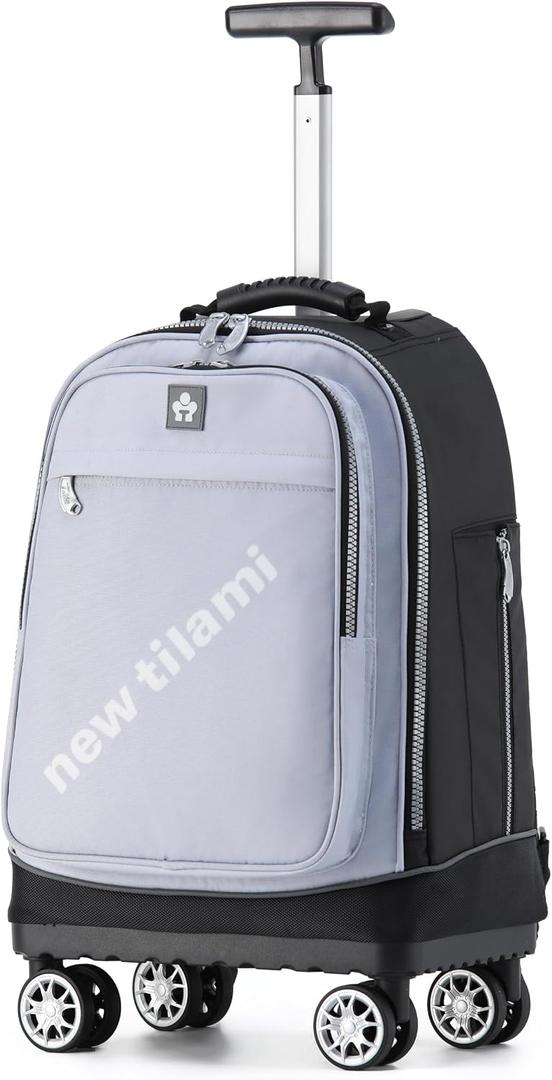 NEW TILAMI 19 Inch Rolling Backpack 4 Spinner Wheels for School Travel, Grey