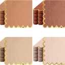 100 Pack Scalloped Cocktail Napkins with Gold Foil Accents Beverage Napkins Scalloped Disposable Paper Napkins for Wedding Shower Baby Dinner Birthday Party Supplies 5 x 5'' (Earth Tone)