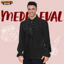 Spooktacular Creations Adult Mens Medieval Pirate Shirt Renaissance Victorian Tops for Halloween Costume Party (Black, M)