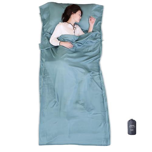 Exermil 100% Silk Sleep Sack with Zippers on 3 Sides, 87”x43” Large Sleeping Liners for Hotels, Travel & Camping, Multifunctional Travel Sheets (Unzipped:87”x87”) for Adults, Lightweight, All Seasons