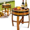 2026 New Rustic Whiskey Barrel Table - 22.2"x24" Solid Oak Round Coffee End | Handcrafted Wine Barrel & Whiskey Side Table for Living Room Bar
