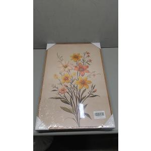 KUVIOKE Vintage Wildflower Bouquet Framed Wall Art Color Botanical Flower Wall Decor Modern Colorful Floral Hanging Decor for Living Laundry Dining 16x24in (Natural Framed) (24L" x 16W" x 3 Panels Natural)