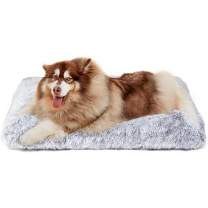 EHEYCIGA Fluffy XXL Dog Crate Pad, Plush Faux Fur Bed for Extra Large Size, Calming Anti Anxiety XXL Dog Bed for Crate, Washable Soft Warm Mat with Non-Slip Bottom (47 x 35, Grey)