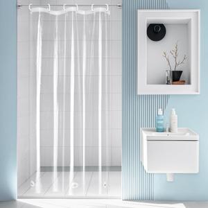 EurCross Extra Tall Shower Stall Clear Curtain Liner 36x84 inch with 3 Magnet Weights and Hooks, Waterproof 9G PEVA Transparent Extra Long Plastic Shower Curtain for Tall Stall