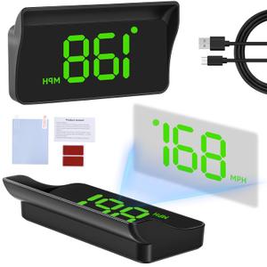 Heads Up Display for Cars Windshield, GPS Speedometer MPH, Car HUD Digital Speedometer for Car Truck Motor, USB Cable Plug & Play, Automatic Brightness Adjustment, Large Font Display (H1-Green)