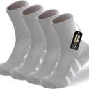 4 Pairs Womens Cotton Crew Work Socks,Moisture Wicking Athletic Socks for Hiking Sports Running(GREY,5-9)