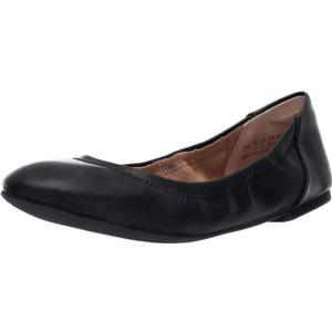 Amazon Essentials womens Belice Slip On Ballet Flat (12, Black Faux Leather)