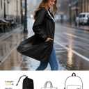 SaphiRose Women's Lightweight Long Rain Jacket Packable Raincoat Hooded Outdoor Trench Coats (Black, S)