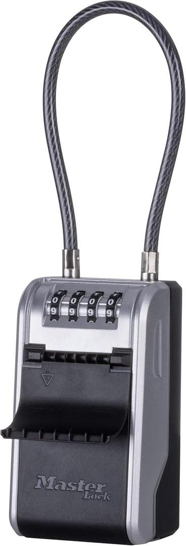 Master Lock High Capacity Key Lockbox, Combination Dial, Removable Cable (1 Pack, Black)