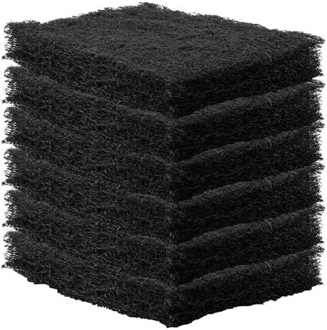 Harrier Hardware 6-Pack, Heavy Duty, Scouring Pads, 6 x 4 inch Thick, Black for Cleaning Stripping Scrubbing Pots Pans