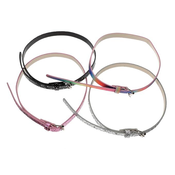 Women's Belts, Black, Pink, Grey, Rainbow W Heart Holes