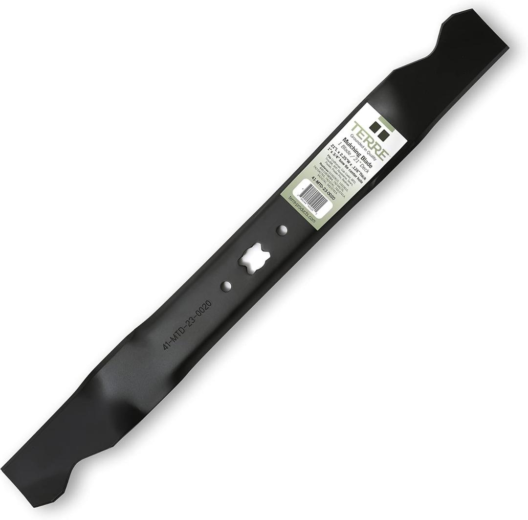 Terre Products, 21" Lawn Mower Blade - Compatible with Craftsman, Troy-Bilt, Cub Cadet | Replaces 742-0741A, 942-0741A | OEM Replacement Mulching Blade | Bow Tie Center Hole