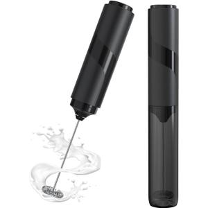 Milk Frother Handheld with Cover, Battery-Operated Electric Foam Maker Frother Wand, Whisk Drink Mixer & Foamer for Coffee, Latte, Matcha, Hot Chocolate (black-2)