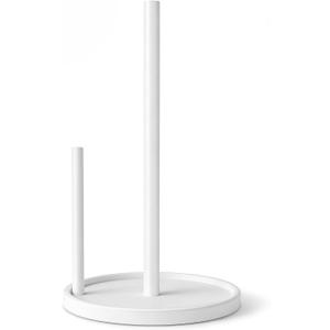 Jesginboo Paper Towel Holder Countertop, White Kitchen Paper Towels Holder, Paper Roll Holder with Weighted Base