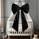 24 x 40 Inches Large Black Bow Decor, Big Black Bow Wall Decor for Backdrop Birthday Wedding Bachelorette Party, Huge Satin Ribbon Tie Hanging Photo Booth Room Decor