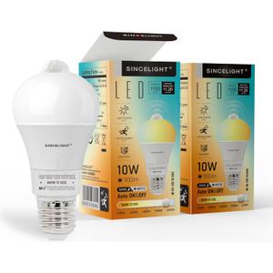 SINCELIGHT Motion Sensor LED Light Bulb 9W with E26 Base, PIR Motion-Activated in The Dark, Automatically ON/Off by Dual Sensors, 5 Color Temperatures Turnable, Pack of 2 (M1 Mode)