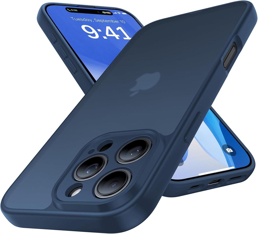 Shockproof for iPhone 16 Pro Case, [Full Camera Protection] [Military-Grade Drop Protection] Protective Anti-Yellow Slim Translucent Skin-Friendly for iPhone 16 Pro Phone Case, Midnight Blue