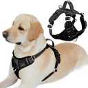 BARKBAY Dog Harness No Pull with ID Tag Pocket - Heavy Duty, Reflective, Easy Control for Large Dogs(Black,L) (Large(Chest:24.5-32.5"))