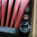 24 Push Broom Outdoor Heavy Duty, Large Commercial Stiff Bristle Brush with 63 inches Long Handle for Garage Shop Garden Yard Patio Deck Street Warehouse Lawn Driveway (Red)
