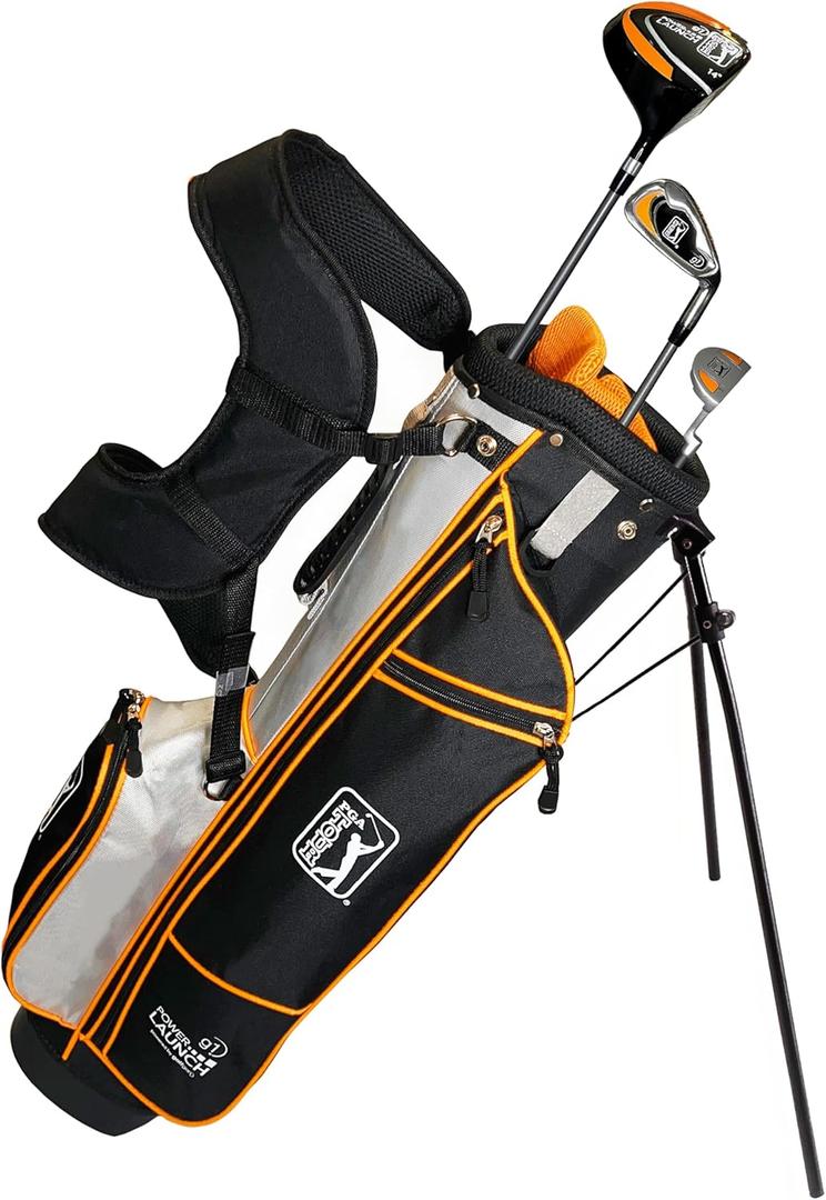 PGA Tour Youth Golf Club Set for Ages 8-12 & 12+ (4’8”–5’10”) Right Handed Kids Golf Sets – Beginner Junior Golf Clubs with Lightweight Stand Bag, Mallet Putter, Hybrid, Driver