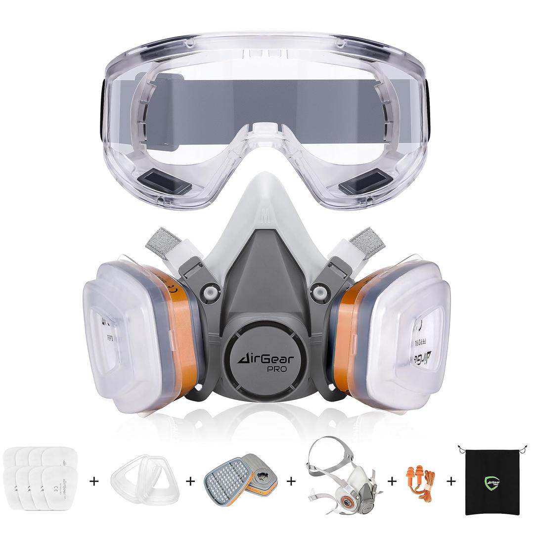 G-500 Reusable Respirator Mask with A1P2 Filters | Anti-Dust Mask Ideal for Painting, Woodworking, Construction, Sanding, Spraying, Chemicals, DIY etc | Paint respirator for Painting, Sanding, Spraying, Chemicals, Woodworking, DIY | Organic Vapor & Dust, Reusable