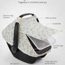 Blissful Diary Baby Car Seat Cover, Extra Large Mesh Window, Breathable Muslin Cotton, Infant Windproof Canopy, Must-Have Baby Gift - Botanical Leaf